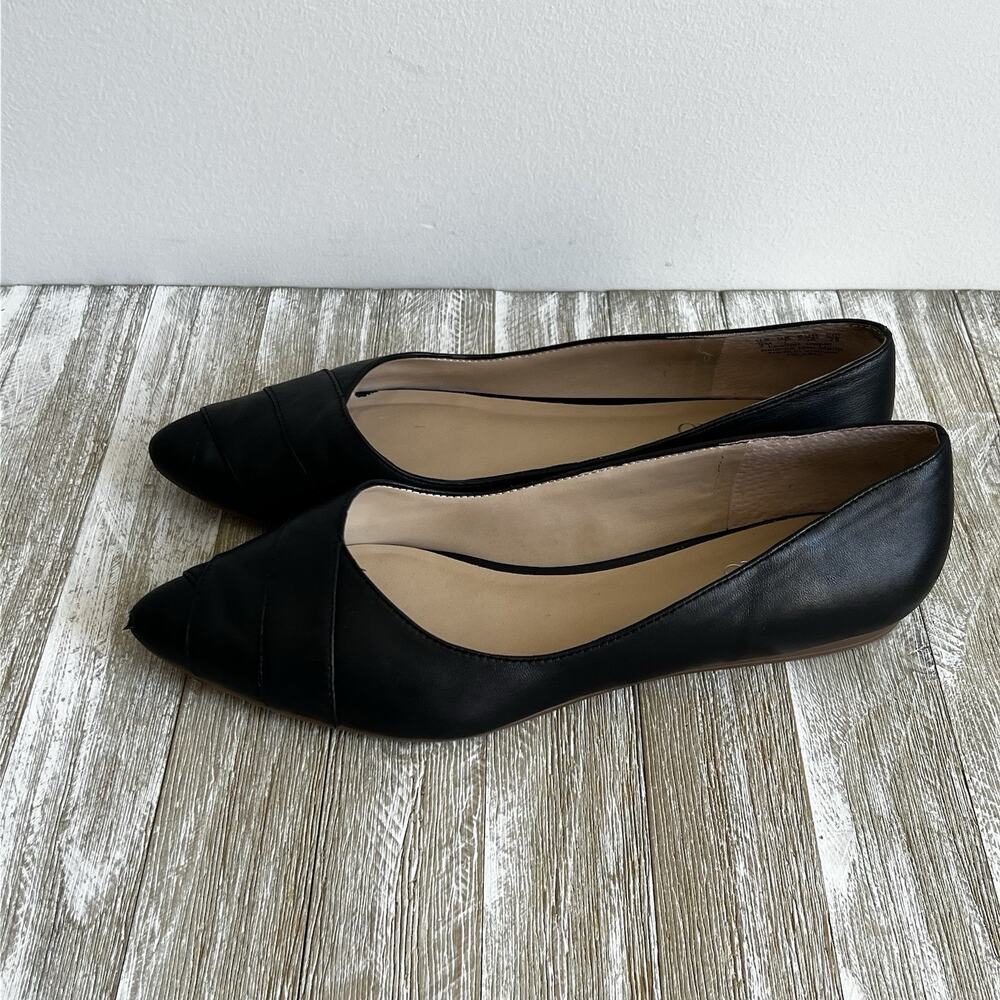 Franco Sarto Women’s Black Leather Pointed Toe Slip-On Ballet Flats US 9M